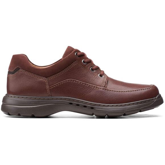 NWT Clarks Men\'s Un Brawley Lace Oxford, Mahogany Leather, 9.5 XW